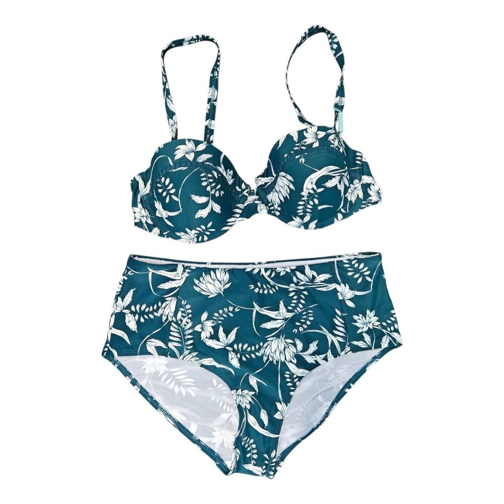 Sea Level Australia Bikini Womens size 12 NEW TAGS Emerald Green Floral 2 Piece - Picture 2 of 10